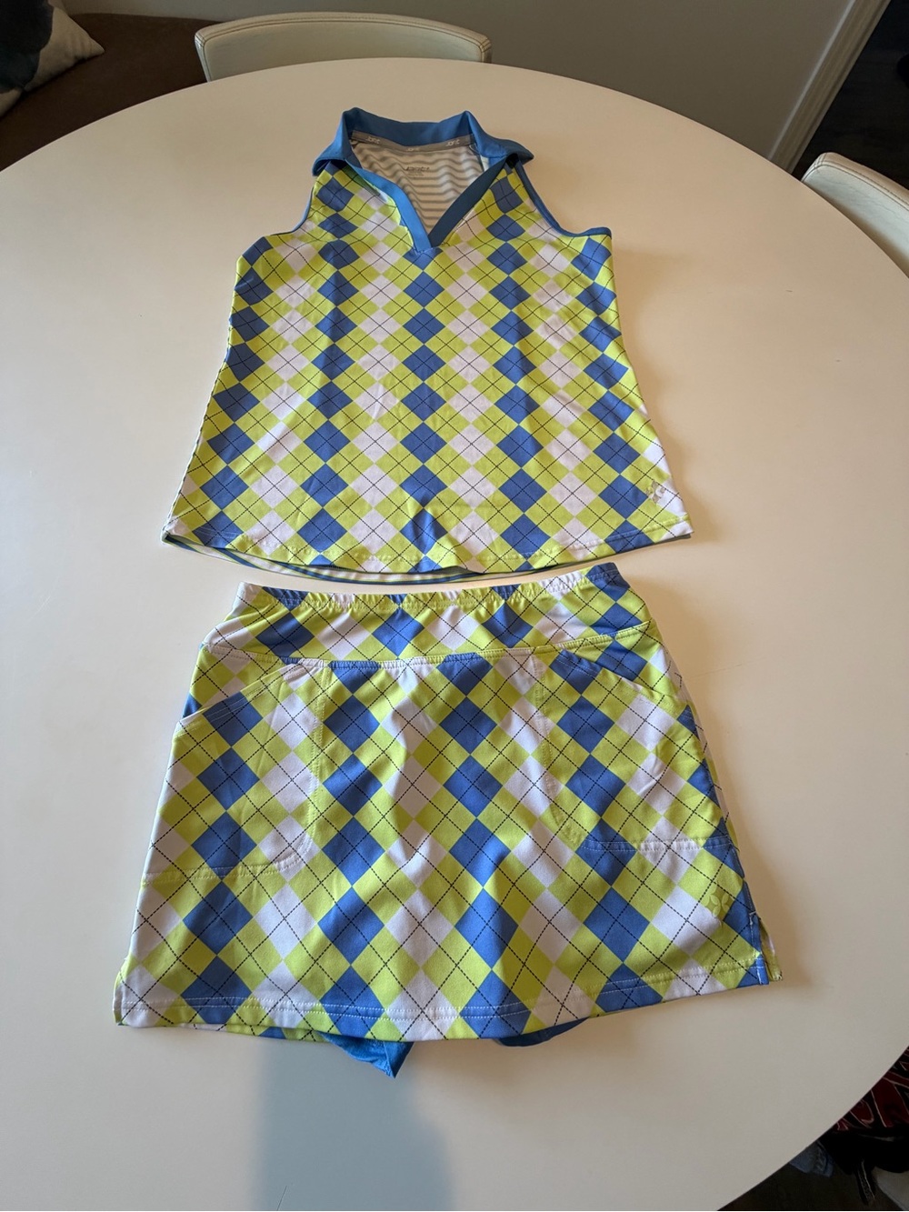 JOFIT ARGYLE SLEEVELESS TOP AND SKIRT FOR GOLF OR TENNIS